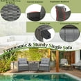 thumbnail image 6 of Gymax 3PCS Patio Rattan Sofa Set Outdoor Wicker Conversation Set Glass Tabletop w/ Grey Cushion, 6 of 10