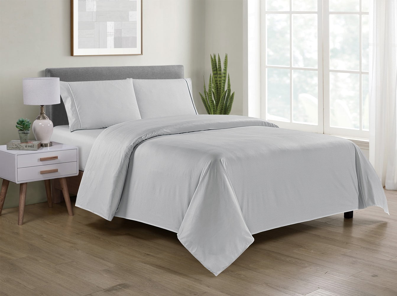 Bamboo 4 Piece Luxury Chevron Embossed Sheet Set