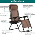 thumbnail image 3 of NiamVelo Adjustable Zero Gravity Chairs with Pillow and Cup Holder - Set of 2 Brown, 3 of 8