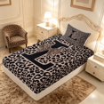 thumbnail image 5 of meiyoeat Leopard Print Bow Letter L Twin Sheet Sets, Women Teens, Brown Animal Print Bedding, 3-Piece, 1 Flat Sheet, 1 Fitted Sheet and 1 Pillowcase, 5 of 6