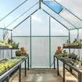 thumbnail image 2 of 6x8 FT Greenhouse for Outdoors, Polycarbonate Greenhouse with Roof Vent and Sliding Door, Aluminum Large Walk-in Greenhouse for Outside Garden Backyard, Green, 2 of 9