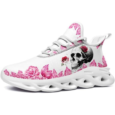 Skull Running Shoes for Men Women Breathable Cushion Sports Walking Shoes Gym Jogging Training Road Running Shoes