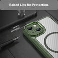 thumbnail image 5 of Carbon Fiber Texture Magnetic Case for iPhone 13, Compatible with MagSafe,Translucent Matte Anti-Fingerprint Back Slim Shockproof Protection Phone Case,Green,For iPhone 13, 5 of 9