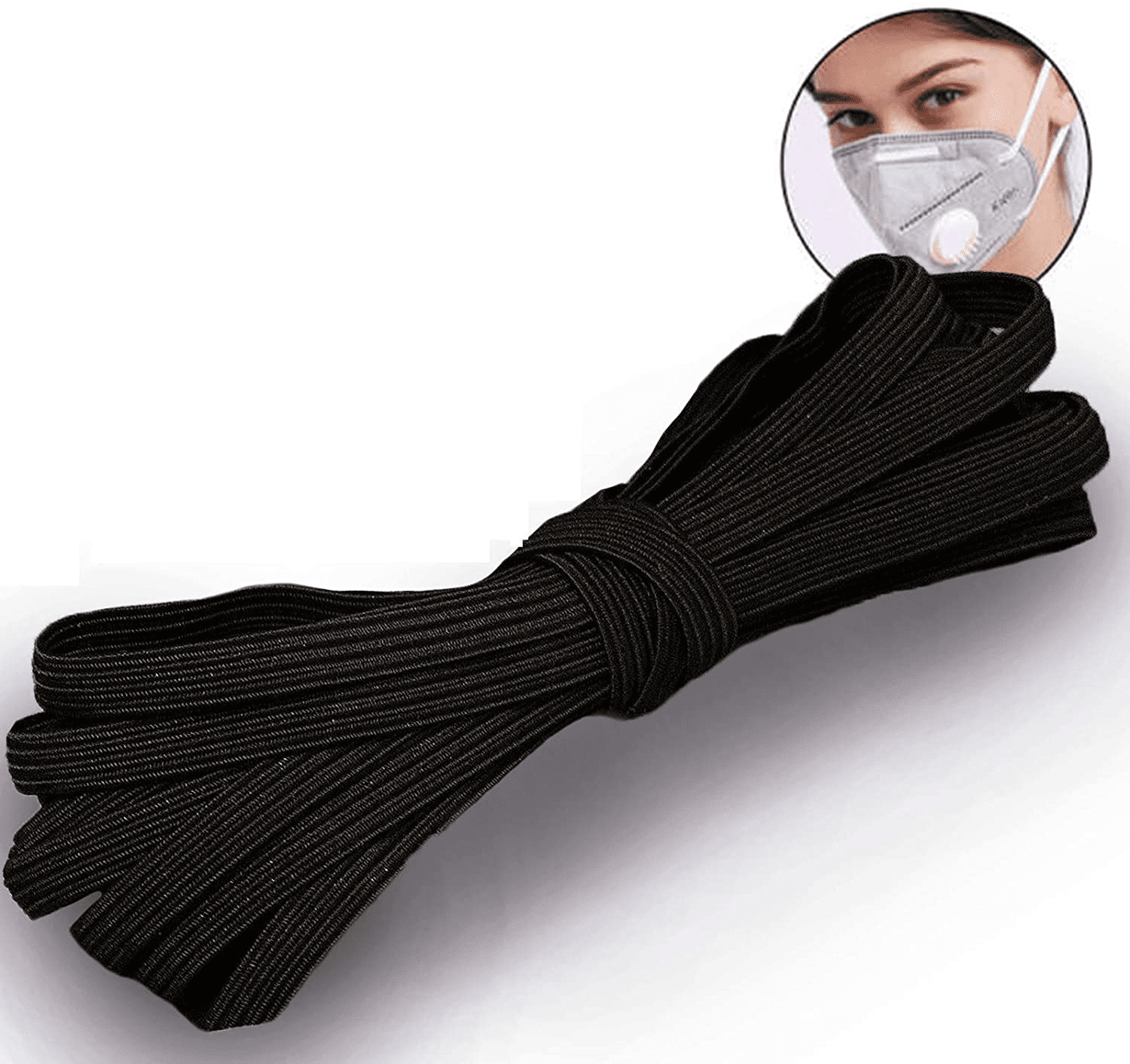 black, 1//4 inch Heavy Stretch String Elastic Bands for Knitting Arts /& DIY Crafts Mask Making Braided Elastic Cord High Elasticity Rope 100 Yards