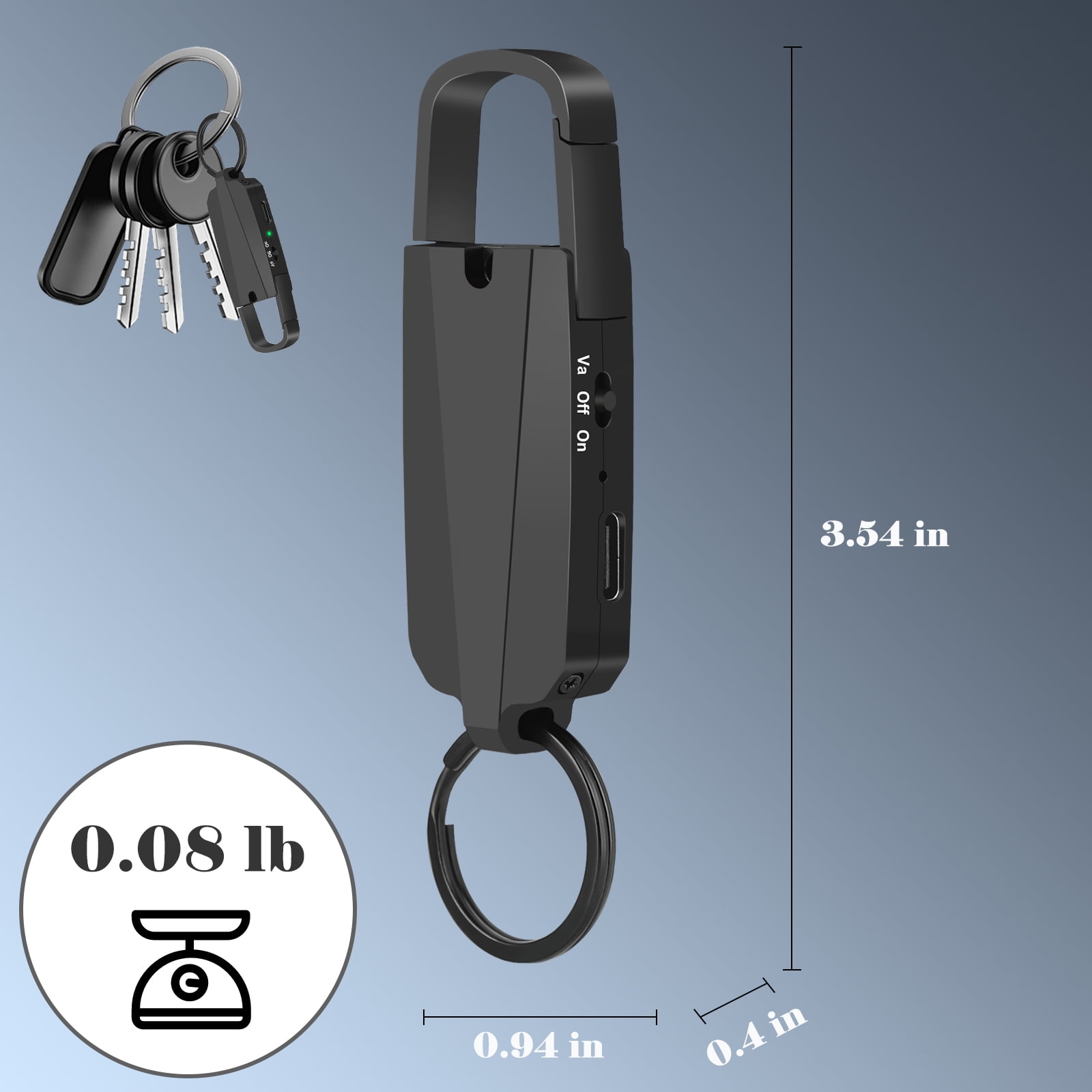 RONY 128GB Digital Voice Recorder with Playback, 1520 Hours Keychain Voice Activated Recorder with Noise Reduction for Lectures Meetings Music