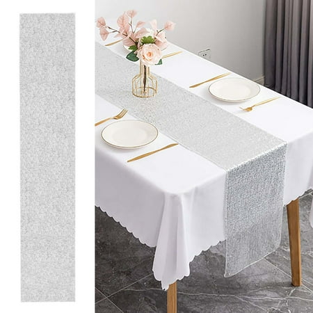

NEGJ Square Sequin Tablecloth 11.8 X55 Glitter Sequin Sequin Fabric Tablecloth Shiny Tablecloth Cover