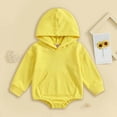 thumbnail image 2 of Gerichy Newborn Baby Boys Hooded Sweatshirt Long Sleeve Solid Romper 0 3 6 12 18 24 Months Infant Baby Fall Winter Spring Outfits, 2 of 4