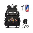 thumbnail image 3 of Mochila escolar con carga USB para estudiantes, bolso escolar de lona de gran capacidad para ordenador portátil, con letras impresas, para adolescentes y niñas, 3 of 4