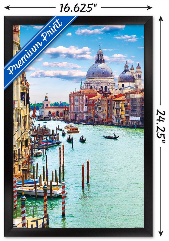 Timeless Visions - Canals of Venice Wall Poster, 14.725" x 22.375", Framed