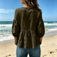 thumbnail image 4 of ClodeEU Women's V Neck Puff 3/4 Sleeve Tiered Ruffle Peplum Blouse,Loose Solid Babydoll Casual Top Army Green,Women's Plus L, 4 of 6