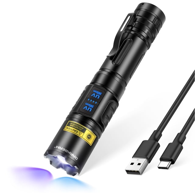 Linterna UV DARKBEAM A900 de doble luz 365 nm y 395 nm, recargable por USB