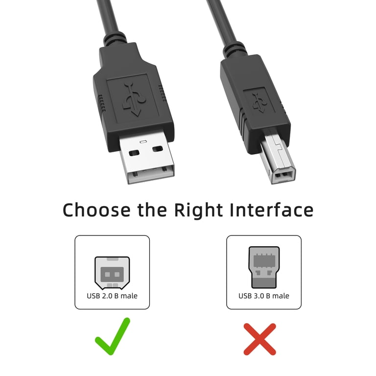 XMHEIRD 6ft USB 2.0 Printer Cable Cord For Epson EcoTank ET-14000