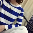 thumbnail image 2 of Teen Girl's Casual Striped Tee Shirt Long Sleeve Round Neck Top Fall and Winter, 2 of 5