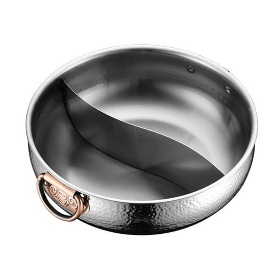 Stainless Steel Hot Pot, Stainless Steel Hot Pot with Divider, Double Flavored Hot Pot Container, for Home Cooking and Hot Pot Parties
