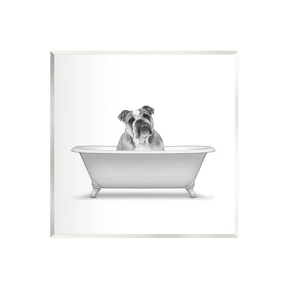 Stupell Industries English Bulldog Dog Bath Tub Graphic Art Unframed Art Print Wall Art, Design by Annalisa Latella