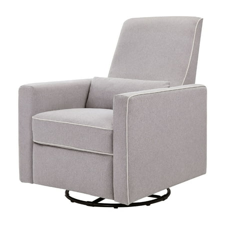 Glider: DaVinci Piper Recliner - Gray Finish with Cream Piping, Grey