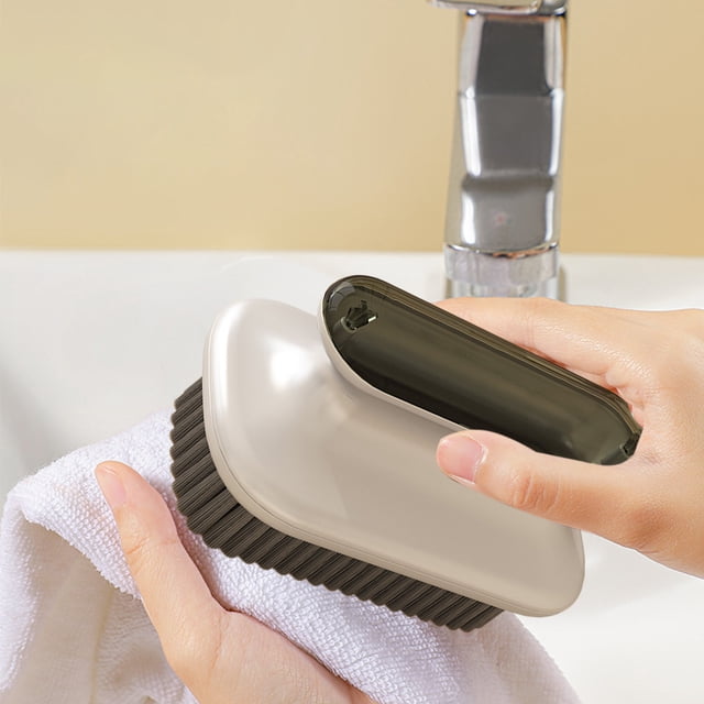 Cepillo para zapatos de cerdas duras con mango | Herramienta de limpieza multiusos para zapatos de cuero, deportivos e informales | Limpiador de zapatos portátil gris, verde o naranja | 1 pieza