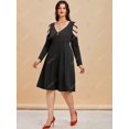 thumbnail image 3 of Vestido Midi de Talla Grande con Hombros Al Aire con Cremallera Rosegal  Vestidos casuales de talla grande, 3 of 5
