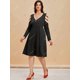 thumbnail image 3 of Vestido Midi de Talla Grande con Hombros Al Aire con Cremallera Rosegal  Vestidos casuales de talla grande, 3 of 5