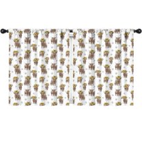 Blackout Kids Curtains,Highland Cow Sunflower Daisy Pattern Childrens Insulated Curtains Set Of 2,Bedroom Essentials,Toddler Room Decor 52"x63"