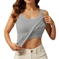 thumbnail image 2 of Lixiuxyad Camisoles For Women Women's Fashionable Casual Comfortable Ribbed Tank Top With Built In Bra Support,Gray, 2 of 6