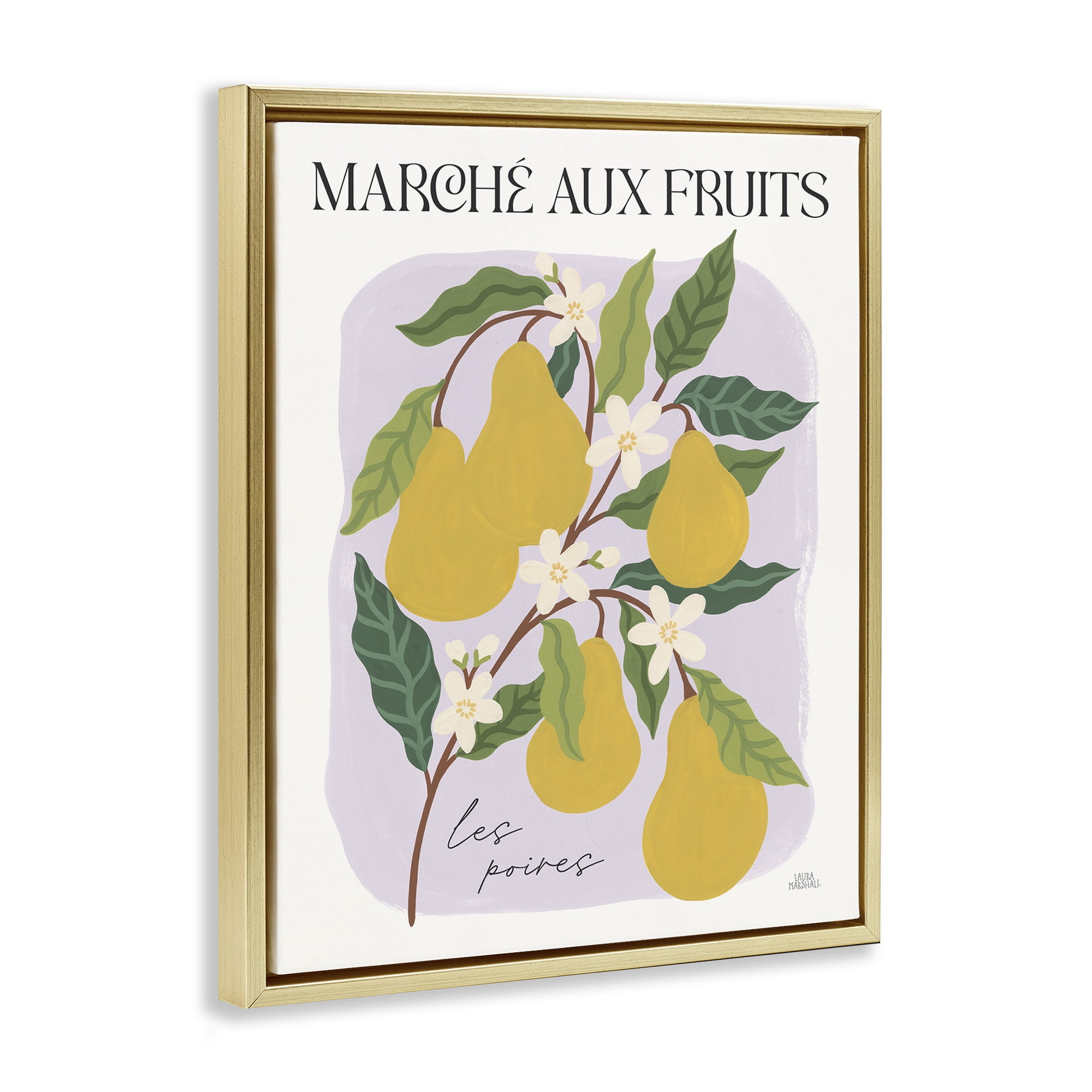 Stupell Industries Marche Aux Pears Food & Beverage Painting Gold Floater Framed Art Print Wall Art, 25 x 31