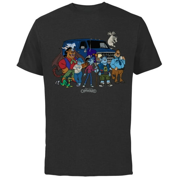 Disney PIXAR Onward Group Snapshot T-Shirt - Short Sleeve Cotton T-Shirt for Adults - Customized-Black