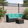 thumbnail image 1 of vidaXL 4 Piece Garden Sofa Set with Cushions Black Poly Rattan, 1 of 5