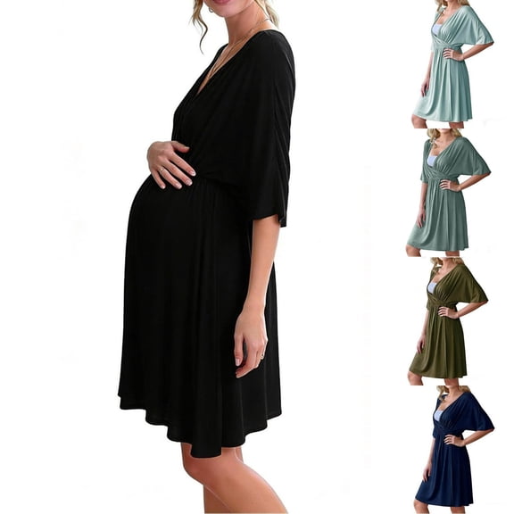 Naittoop 3 in 1 Labor/Delivery/Hospital Gown Maternity Dress Nursing Nightgown Sleepwear for Breastfeeding Pregnancy Dress