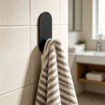 thumbnail image 6 of Adhesive Towel Hook No Drill Stainless Steel Wall Hanger, Heavy Duty Black Hook for Bathroom & Kitchen, Holds Towels, Robes, and Utensils without Damaging Walls - 1 Pack, 6 of 9