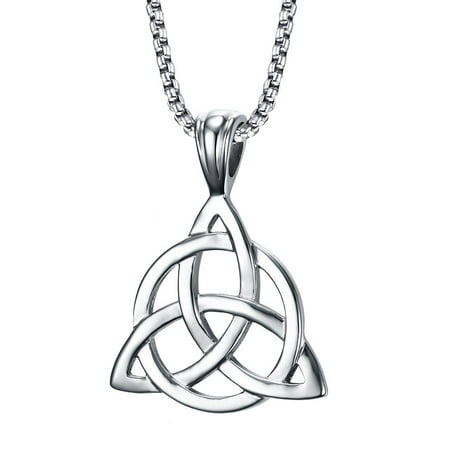 

Simple lucky trinity knot pendant stainless steel triangle triple knot pendant necklace men 60.96 cm