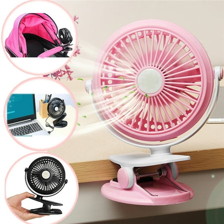 Portable Battery Operated Clip on Mini Desk Fan 360° Adjustable Rotation Cooling Cooler USB Rechargeable for Car baby Stroller
