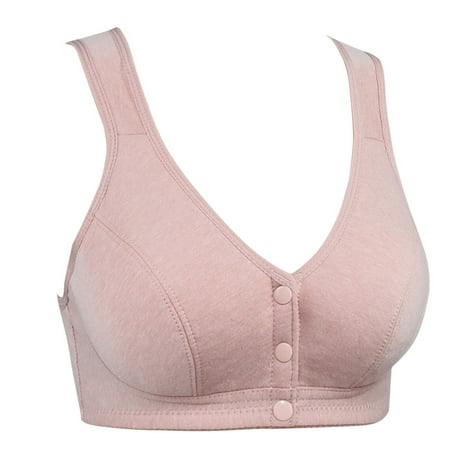 

BSDHBS Woman s Bras Soft Cotton Front Buckle Middle Aged And Elderly Underwear Women Smooth No Underwire Wide Strap Vest Type New Large Size Bra