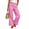 thumbnail image 4 of Guluxicc Women's Plaid Pants with Pockets Elastic Waist Straight Leg Long Trousers for Everyday Wear Summer Casual Outfits, 4 of 6