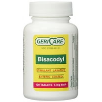 GeriCare Bisacodyl Stimulant Laxative Enteric Coated Relief 100ct, 2-Pack