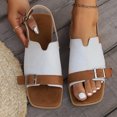 thumbnail image 4 of WIZUTIZ Womens Beach Sandals Flat Sandals Dressy Sandals Women Casual Comfortable Elastic Beach Sandals Buckle Shoes Flat Heel (O"-1) Medium Color Block Sandals for Older Women Beach White, 4 of 6