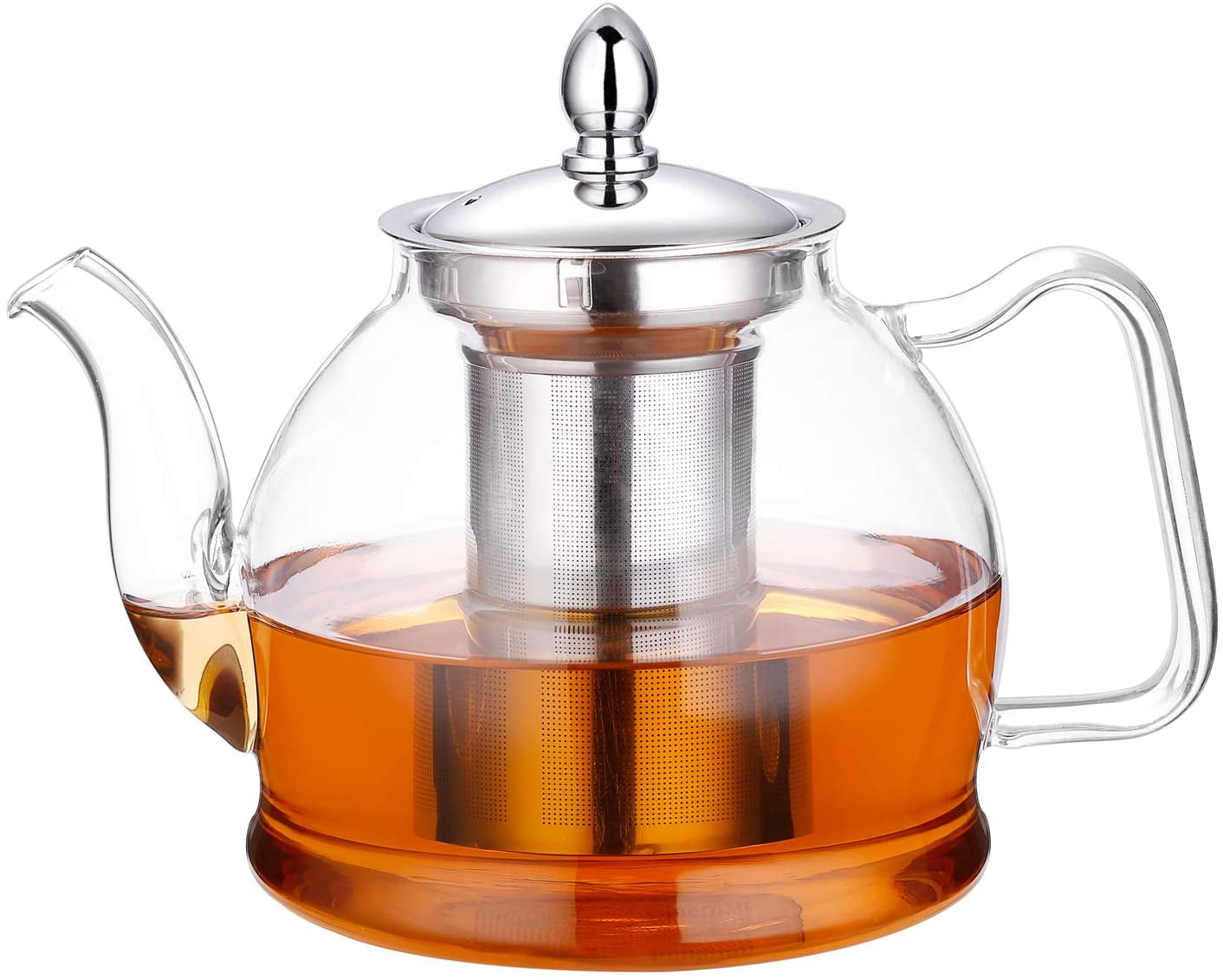 Stovetop Safe Teapot Stovetop and Removable Infuser Clear Borosilicate Glass 