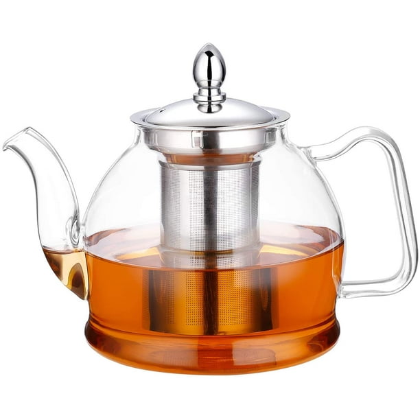 Hiware 1000ml Glass Teapot with Removable Infuser, Stovetop Safe Tea