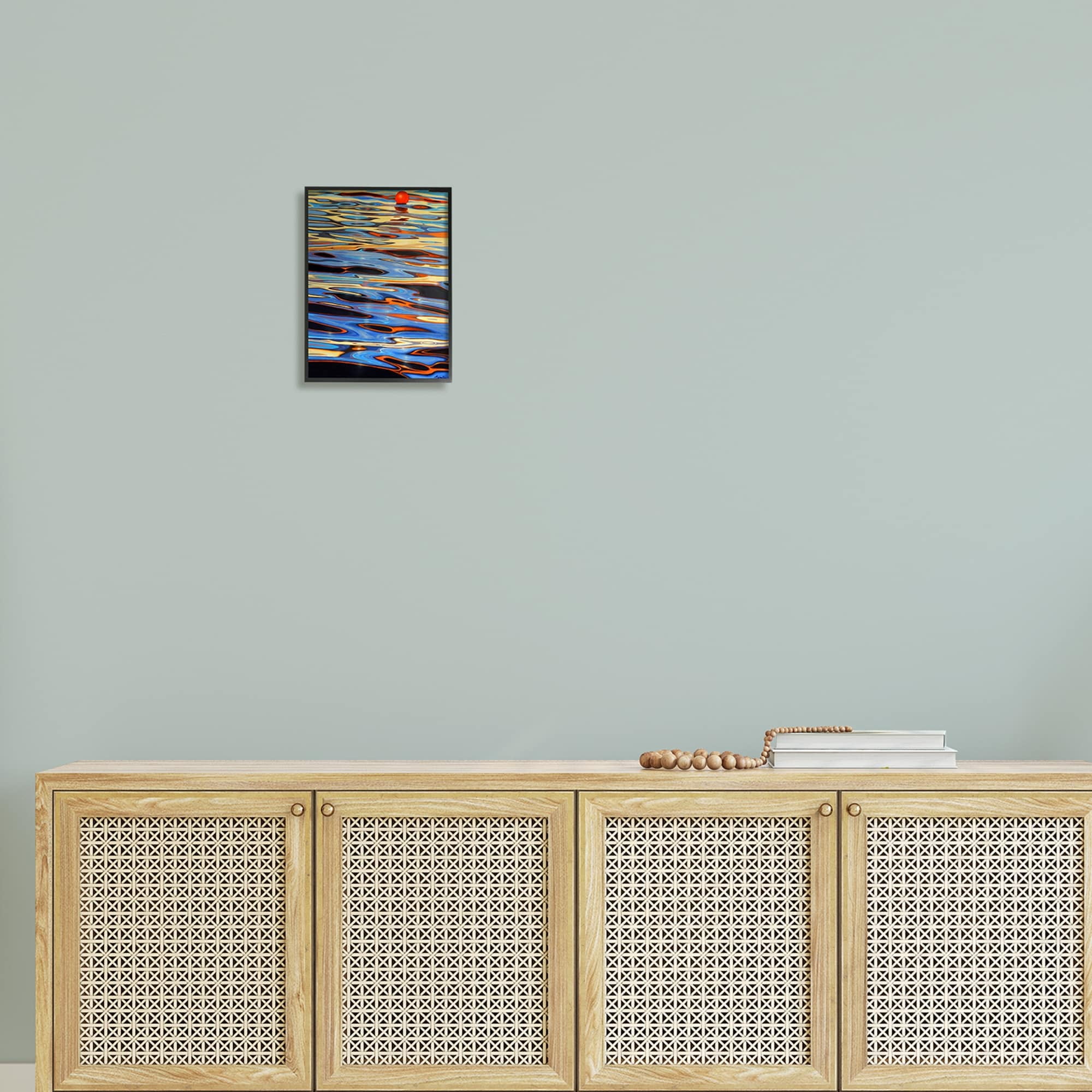 Stupell Industries Ball Floating Reflective Water Ripples Vivid Light Graphic Art White Framed Art Print Wall Art, Design by Alan Weston