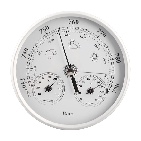 GROWTH TANK Baromètre 3 en 1 Météo Baromètre Portable Compact Thermomètre Mural Blanc