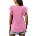 thumbnail image 4 of Mujeres Casual cuello redondo manga corta Puff Color sólido pulóver blusa camiseta Tops ajuste holgado OAVQHLG3B Store  lin121212, 4 of 4