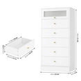 thumbnail image 7 of Homfa 6 Drawer White Gold Dresser, 51.4" Tall Chest of Drawers with Glass Doors, Wood Storage Cabinet for Bedroom Living Room, 7 of 7