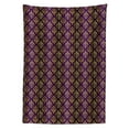 thumbnail image 3 of Ambesonne Yellow Damask Tablecloth Rectangular Table Cover, Oriental Leaf Dot, 52"x70", Dark Purple and Yellow, 3 of 4