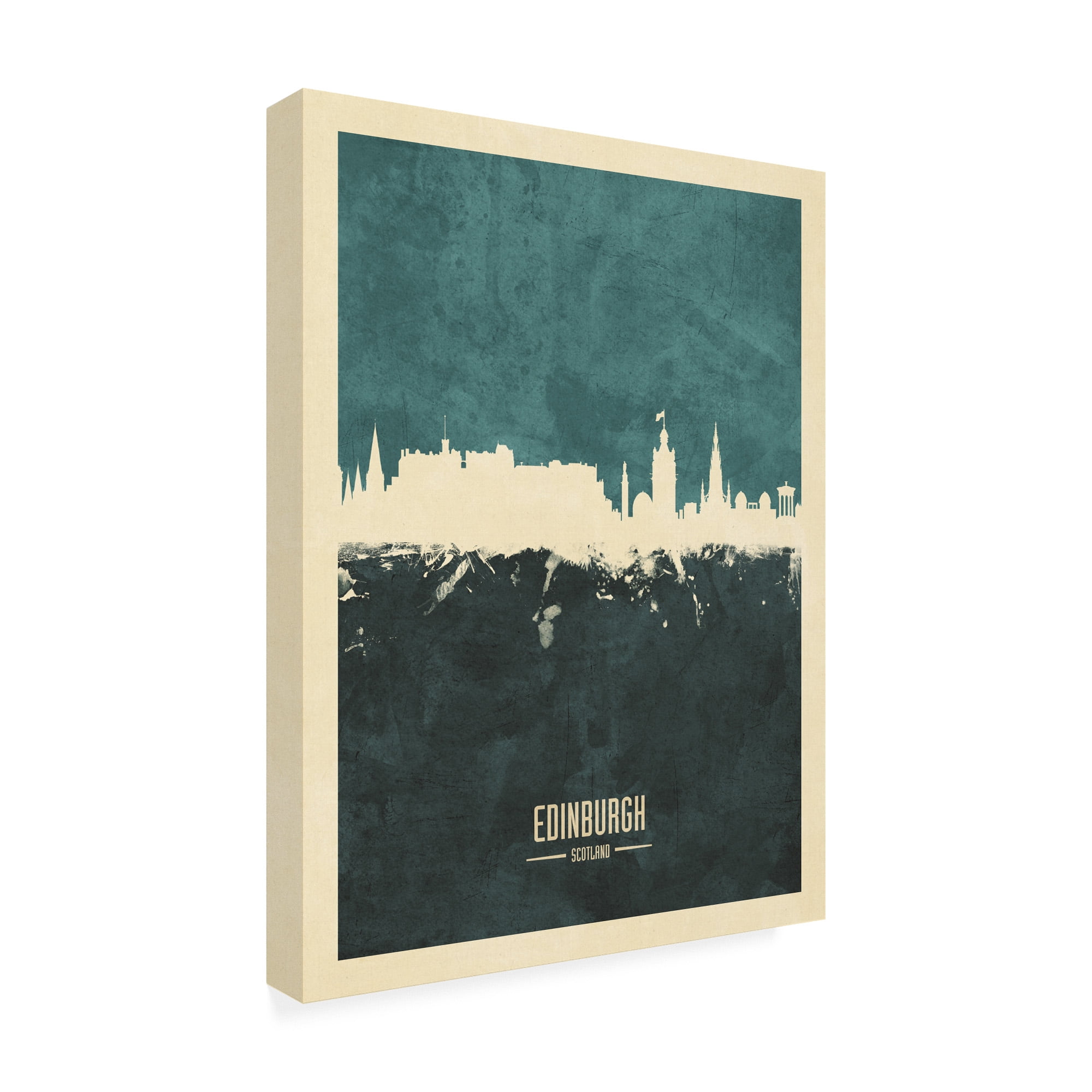 Trademark Fine Art 'Edinburgh Scotland Skyline Teal' Canvas Art by Michael Tompsett