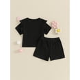 thumbnail image 3 of Musuos Baby Girls Summer 2 Piece Outfit 3 6 12 18 24M Crew Neck Ruffles Short Sleeve T-Shirt and Elastic Shorts Set Casual Clothes, 3 of 10