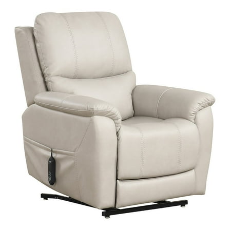 Furniture of America Moonrise Faux Leather Power Lift USB Recliner in Light Gray