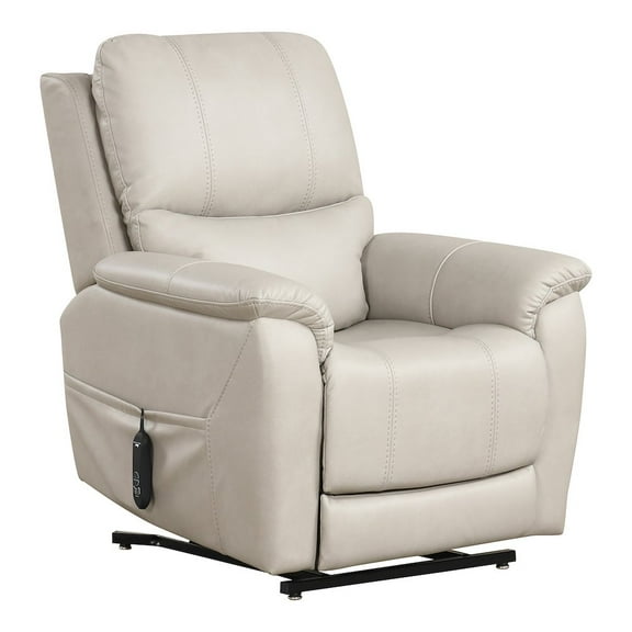 Furniture of America Moonrise Faux Leather Power Lift USB Recliner in Light Gray