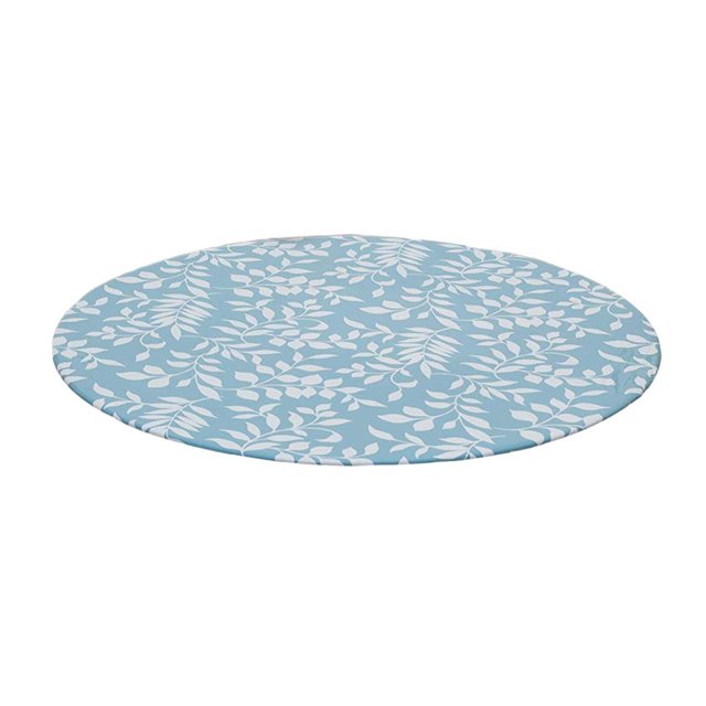 serony Round PVC Tablecloth Waterproof Table plastic outdoor Cover small round tablecloth vinyl Home Decor Blue Leave