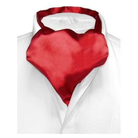 Ascot Tie - Biagio ASCOT Solid ROSE RED Color Cravat Men's Neck Tie