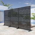 thumbnail image 2 of 72"x47" Outdoor Privacy Screen with Stand Ernest Metal Balcony Decorative Screen,Black, 2 of 7